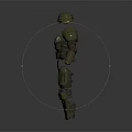 Mechanical Green Robot With Helmet White Star On Chest And Standing Mechanical Structure 3d model