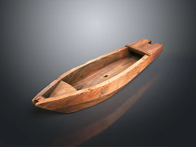 Handcrafted Wooden Boat With Simple Design And Natural Wood Texture For Traditional Water Transport 3d model