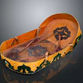 Traditional Decorative Leather Storage Container With Shoe Shaped Design Floral Pattern And Rivets