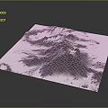Detailed 3D Snowy Mountain Terrain with Mountain Ranges and Snow Covered Peaks