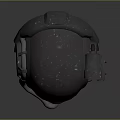 Gray Worn Texture Helmet With Blue Glowing Light And Connecting Tubes