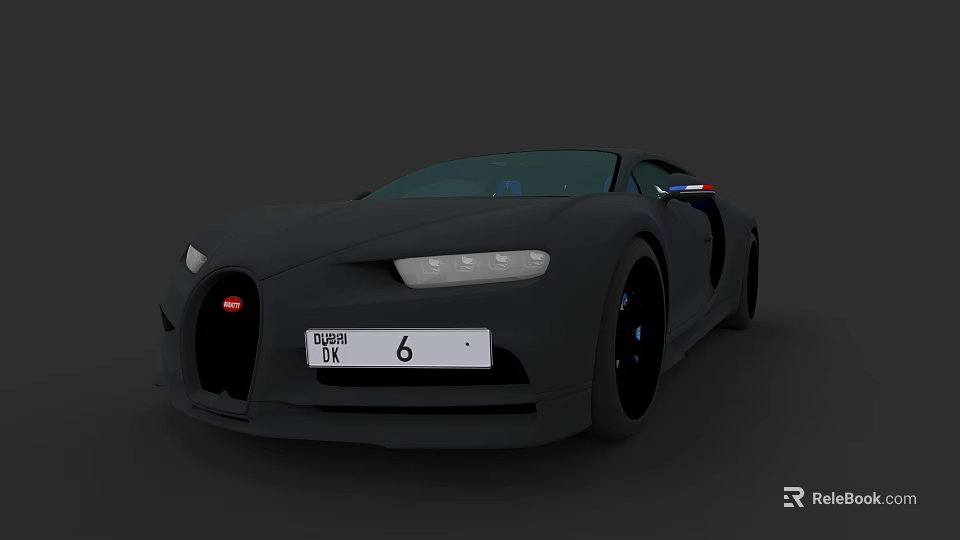 Black Bugatti Sports Car With CLUB 6 License Plate And Sleek Design 3d model 