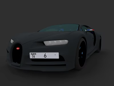 Black Bugatti Sports Car With CLUB 6 License Plate And Sleek Design 3d model