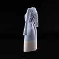 Elegant Light Blue Beige Color Block Dress With Collar Button Belt And Three Quarter Sleeves