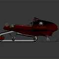 Red Snowmobile With Track System Ski Attachments G-155 Number And Modern Design