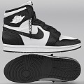 Black and White Nike Jordan 1 Retro 3d model