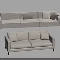 Modern Light Gray Sectional And Loveseat Sofa Set With Decorative Cushions 3d model