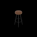 Stylish Modern Bar Stool Featuring Brown Leather Seat And Black Metal Frame With Rounded Footrest