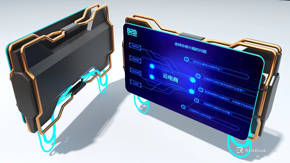 Modern Industrial Equipment With Digital Display Interface And Blue Lighting Structure 3d model