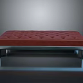 Modern Red Upholstered Bench With Metal Legs And Tufted Surface Design