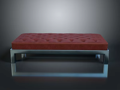 Modern Red Upholstered Bench With Metal Legs And Tufted Surface Design 3d model