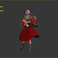 Realistic 3D Model of Little Red Riding Hood Wearing Red Cloak Holding Basket