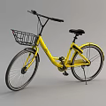 Yellow Urban Commuter Bicycle with Front Basket Black Handlebars and Silver Wheels