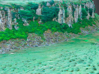 Garden Landscape With Steep Rocky Cliffs Green Vegetation And Lush Meadow 3d model