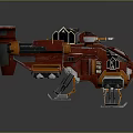 Red And Orange Interstellar Spaceship Design With Architectural Structures And Thrusters