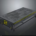 Industrial Metal Platform Furniture with Diamond Pattern Surface Yellow Black Stripe Edges and Number 2