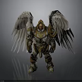 Angelic Warrior Character With Golden Armor And Large White Wings