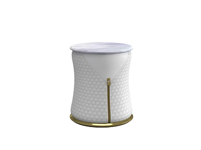 Modern Elegant Side Table with White Marble Top Honeycomb Pattern and Gold Metal Base 3d model