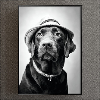 Modern Animal Painting Simple Black and White Bedroom Animal Dog Decorative Painting 3d model