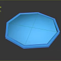 Blue Octagonal Tray with Smooth Surface and Grid Pattern on Black Background with Reflective Finish 3d model