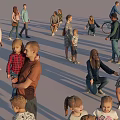 Large Group of People Walking Standing and Moving in Open Area Casually
