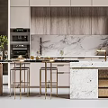 Light Luxury Bar Chair Combination Cabinet Bar Chair Combination Island Bar Table Dining Table and Chair Combination Home Bar Breakfast Table Open Style 3d model