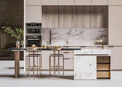 Light Luxury Bar Chair Combination Cabinet Bar Chair Combination Island Bar Table Dining Table and Chair Combination Home Bar Breakfast Table Open Style 3d model