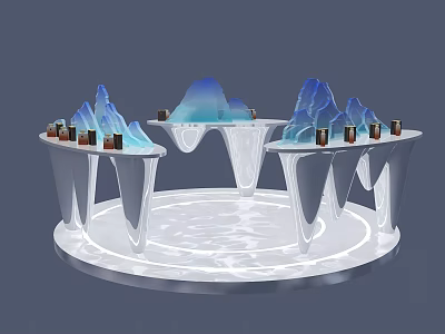 Iceberg Themed Display Stand With Circular Base And Multi Level Decorative Platforms 3d model
