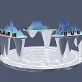 Iceberg Themed Display Stand With Circular Base And Multi Level Decorative Platforms