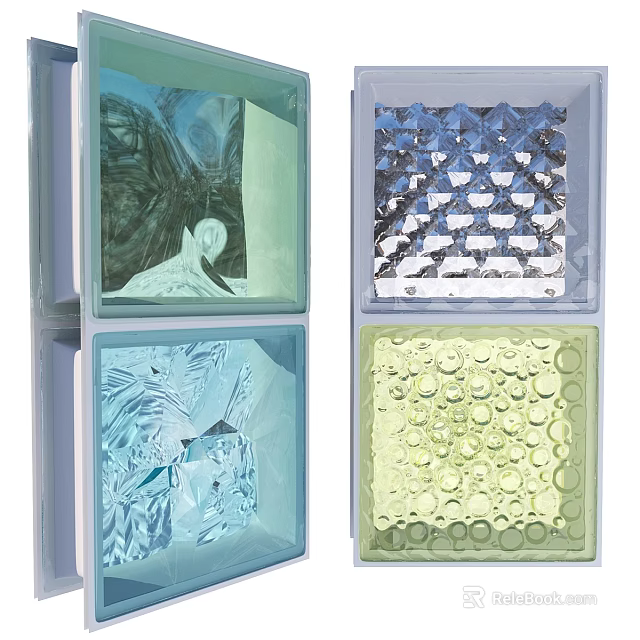 Modern Square Room Dividers With Transparent Textured Panels And Colorful Patterns 3d model 