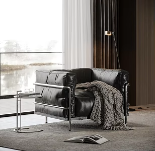 Modern Single Sofa Corbusier Sofa LC3 Sofa Bauhaus Sofa Single Sofa Leather Sofa 3d model