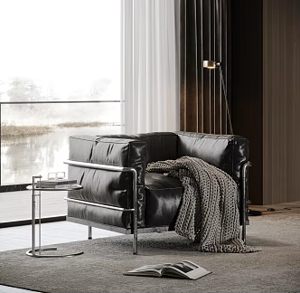 Modern Single Sofa Corbusier Sofa LC3 Sofa Bauhaus Sofa Single Sofa Leather Sofa 3d model