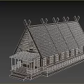 Traditional Ancient Wooden Building With Unique Spiked Roof Decorations Wooden Walls And Veranda