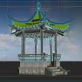 Traditional Ancient Chinese Pavilion Featuring Curved Roof Intricate Carvings And Water Reflection