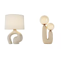 Contemporary Table Lamps Featuring Unique Stone Like Bases And Spherical Elements 3d model