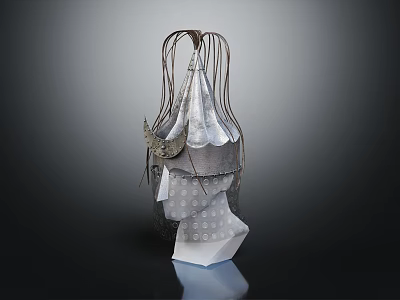 Unique Decorative Hat Design Using Mixed Materials Fabric Paper And Feather Accents 3d model