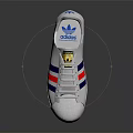 White Classic Sneakers Featuring Shell Toe Design Red Blue Stripes And White Laces 3d model