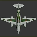 White Model Airplane With Green Brown Camouflage Twin Engine And Cross Insignia Design