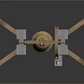 Wooden Frame Device With Hanging Brass Bell And Supporting Metal Arms