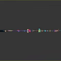 Colorful Weapons of Various Types Arranged with Vibrant Colors in