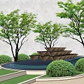Modern pool water feature 3d model