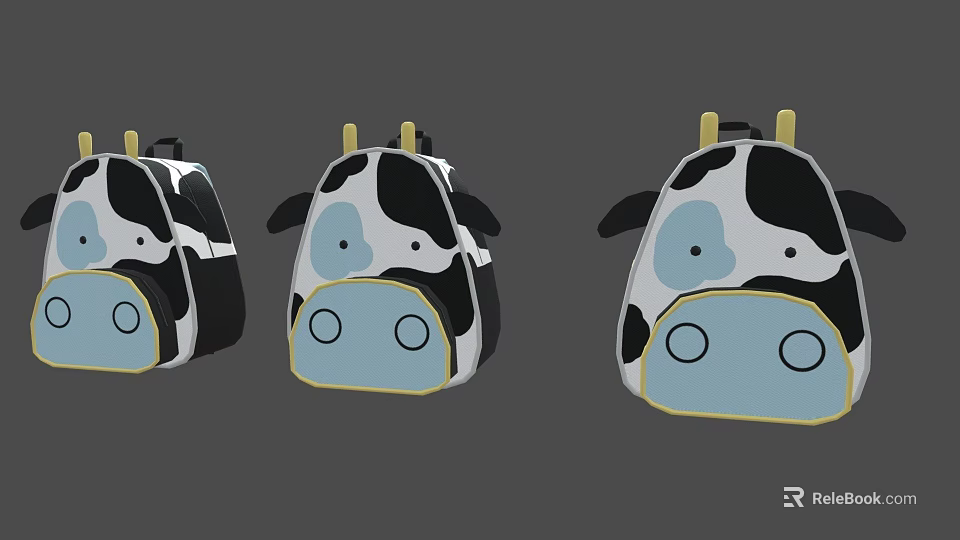 Game Movie Cow Character Cartoon Style Backpack Design Three Black White Spots 3d model 