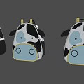 Game Movie Cow Character Cartoon Style Backpack Design Three Black White Spots