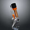 Orange And Black Mechanical Device With Metal Bracket And Piston Structure 3d model