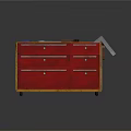 Red Hardware Tool Cabinet With Drawers And Workbench Top Tools 3d model