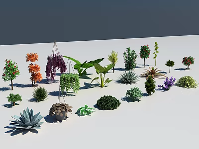 Arbor Collection Featuring Various Green Plants And Diverse Foliage 3d model
