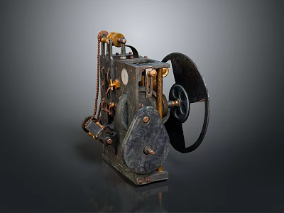 Vintage Industrial Mechanical Equipment With Metal Frame Gear Wheel And Chain Design 3d model
