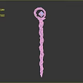 Black Twisted Spiral Magic Staff With Blue Gemstone On Top