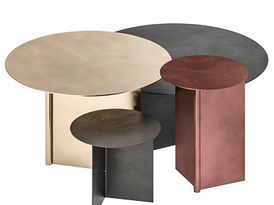 Modern Round Coffee Tables in Various Colors and Different Sizes for Living Space 3d model