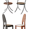 Modern Stylish Dining Chairs With Wooden Backs Metal Legs And Woven Fabric Seats